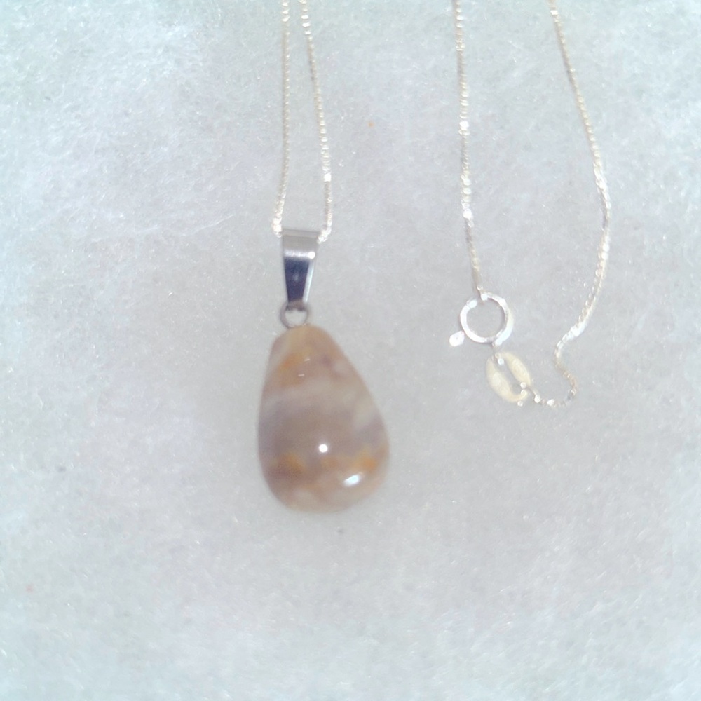 Boho Agate Sterling Silver 16” Necklace